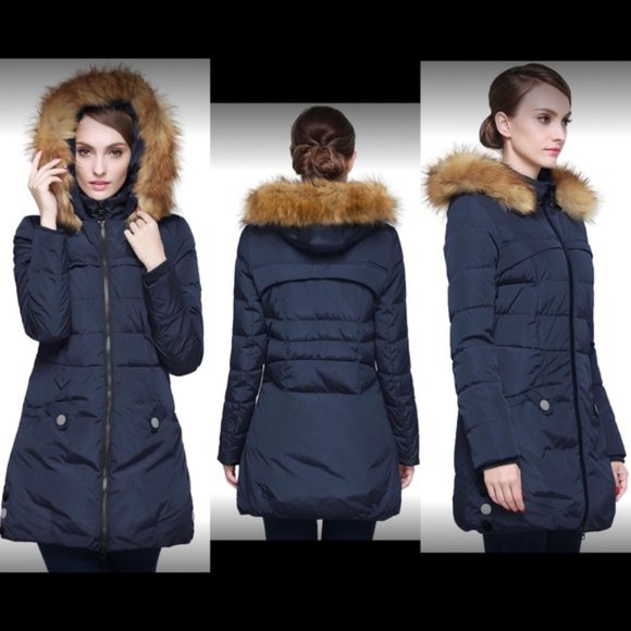 Beinia Valuker women's down puffer parka in Navy blue size medium - Picture 2 of 5